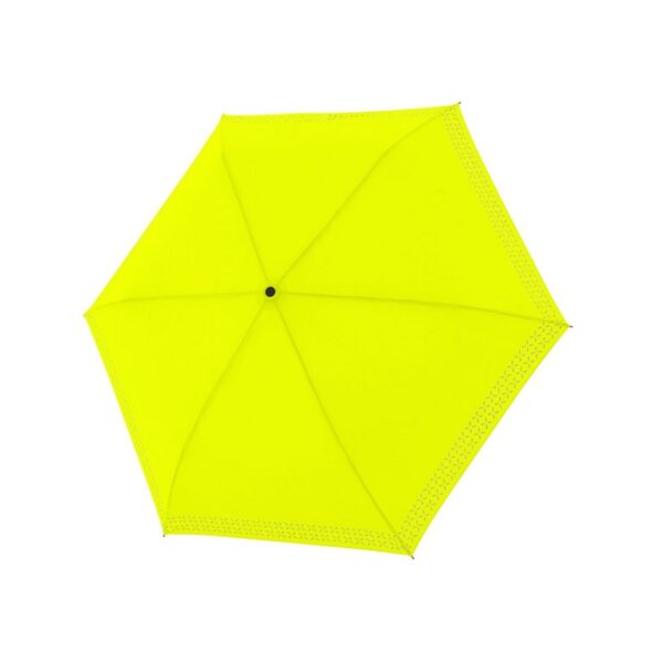 Fluorestseeruv kompaktne vihmavari helkuritega – ere ja kerge, tagab nähtavuse vihmas ja pimedas.