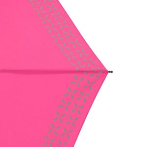 Fluorestseeruv kompaktne vihmavari helkuritega – ere ja kerge, tagab nähtavuse vihmas ja pimedas.