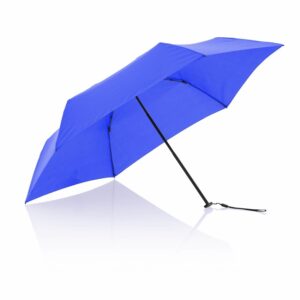 Ülikerge ja kompaktne vihmavari Knirps X4U Neon Blue koos niiskust imava ümbrisega.