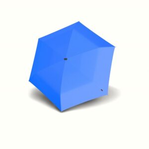 Ülikerge ja kompaktne vihmavari Knirps X4U Neon Blue koos niiskust imava ümbrisega.